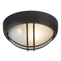 Matt Black Die Cast Aluminium Outdoor Circular Bulkhead Porch or Wall Light b...