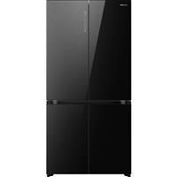 Hisense RQ768N4GBE 91cm Frost Free American Fridge Freezer Black Glass E Rated