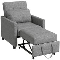 HOMCOM Convertible Single Chair Bed with Upholstered Fabric, Grey