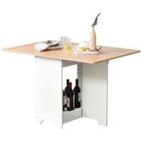 HOMCOM Drop-Leaf Dining Table Folding Desk Bar Table with Storage Shelf