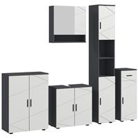 kleankin 5-Piece Bathroom Cabinet Sets, Mirror Cabinet, Under Sink Cabinet
