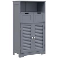 kleankin Bathroom Storage Cabinet, Small Bathroom Cabinet with Louvred Doors
