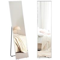 HOMCOM Full Length Mirror Dressing Mirror Wall-Mounted Entryway Silver Frame