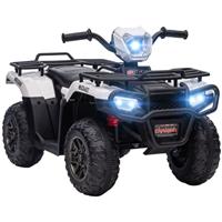 HOMCOM 12V Electric Quad Bike for Kids w/ LED Headlights, Music - White