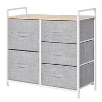 HOMCOM 5 Drawer Linen Basket Storage Unit Home Organisation w/ Shelf Handles