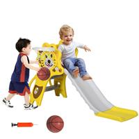 AIYAPLAY 3 in 1 Kids Slide for Indoor with Basketball Hoop - Yellow