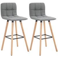 HOMCOM Bar stool Set of 2 Armless Button-Tufted Counter Height Bar Chairs Grey