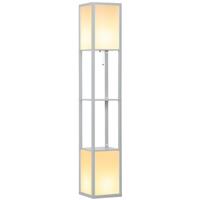 HOMCOM Shelf Floor Lamp with Dual Light, for Living Room, Bedroom, Grey