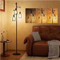 HOMCOM Industrial 3-Light Floor Lamp Dimmable Standing Lamp for Living Room