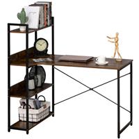 HOMCOM Industrial Computer Desk with Storage Shelf Metal Frame for Home Office