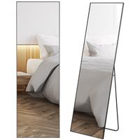 HOMCOM Full Length Mirror Floor Standing or Wall-Mounted, Dressing Mirror, Black