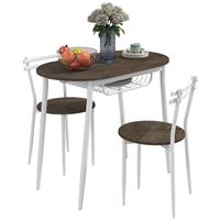 HOMCOM Dining Table and Chairs Set of 3, Oval Kitchen Table with 2 Chairs
