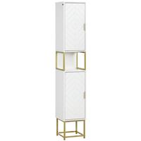 kleankin Freestanding Bathroom Cabinet Linen Towel w/ Adjustable Shelf, 2 Doors