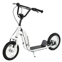 HOMCOM Kids Stunt Scooter with 12 Rubber Tyres, Adjustable Handlebar, White