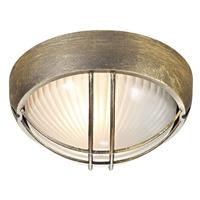 Black/Gold Die Cast Aluminium Outdoor Circular Bulkhead Porch or Wall Light b...