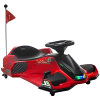 HOMCOM 12V Electric Go Kart for Kids with Music, Colourful LED Lights, Red