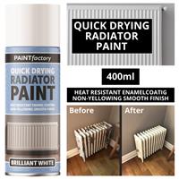 Brilliant White Radiator Spray Aerosol Paint Quick Drying 400ml