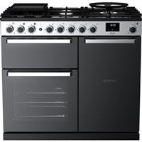Rangemaster EDDL100DFGBLK/CM1 Edge Deluxe 99cm Dual Fuel Range Cooker 5 Burners
