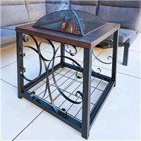 Outdoor Fire Pit Garden BBQ Patio Heater Storage Large Metal Table Log Burner