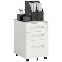 Vinsetto Lockable Mobile Filing Cabinet w/ 3 Drawers 39 x 48 x 60 cm White