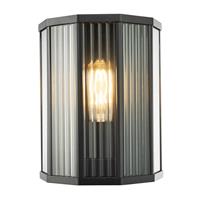 Contemporary Outdoor Garden Half Lantern Wall Lamp with Clear Ribbed Glass by...