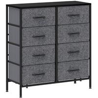 HOMCOM 8 Drawer Fabric Chest of Drawers w/ Wooden Top for Hallway Black