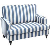 HOMCOM Cuddle Chair with Stripe, Armchair for Living Room, Blue and White