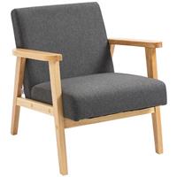 HOMCOM Modern Fabric Accent Chair with Rubber Wood Legs, Grey, Refurbished