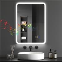 HOMCOM 500 x 700 mm Bluetooth Bathroom Mirror with LED Lights Wall Mounted