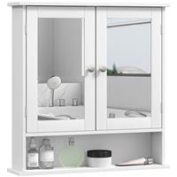 kleankin Wall Mounted Mirror Cabinet W/ Double Mirror Doors & Shelf