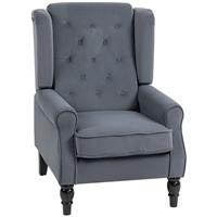 HOMCOM Retro Accent Armchair Tufted Home Furniture Club Fabric Grey