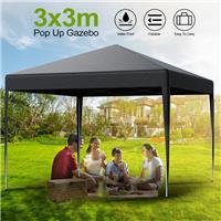 LOEFME Heavy Duty Pop-up Gazebo Outdoor Garden Canopy Party Tent - 3M X 3M Black