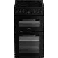 Hotpoint HDE5VDCB 50cm Free Standing Electric Cooker with Ceramic Hob Black A/A