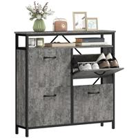 HOMCOM Shoe Cabinet with 4 Flip Drawers, Holds 12-20 Pairs, Cement Grey