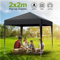 LOEFME Heavy Duty Pop-up Gazebo Outdoor Garden Canopy Party Tent - 2M X 2M Black
