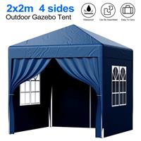 LOEFME Pop-up Gazebo with 4 Sides Outdoor Garden Canopy Party Tent - 2X2 M Blue