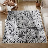 HOMCOM Non-Slip Floor Carpet, Washable Chenille Rug for Living Room, Black