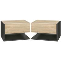 HOMCOM Modern Bedside Table Set of 2 with Drawer and Shelf