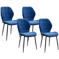 HOMCOM Modern Kitchen Chairs, Velvet Upholstered, Dark Blue , Refurbished