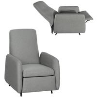 HOMCOM Push Back Recliner Chair, Fabric, Grey, for Bedroom , Refurbished
