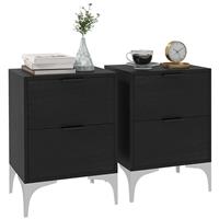 HOMCOM Bedside Tables Set of 2, 2 Drawers, Black , Refurbished
