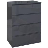 HOMCOM Chest of Drawers, High Gloss, 4 Drawers, Grey , Refurbished