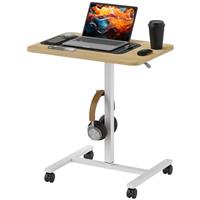 HOMCOM Standing Desk, Overbed Table, Natural, Refurbished
