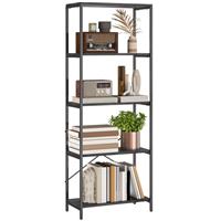 HOMCOM Industrial Bookshelf, Freestanding Bookcase, Dark Grey and Black