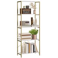 HOMCOM Modern Bookshelf, Freestanding Bookcase, White and Gold Tone