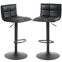 HOMCOM Bar Stools Set of 2 Swivel Height Adjustable Barstools Black