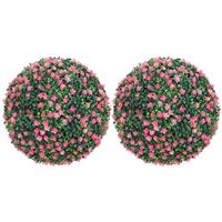 HOMCOM Set of 2 Artificial Topiary Balls Indoor Outdoor Faux Boxwood Balls