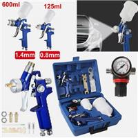 New Gravity Feed Vehicle Car HVLP Paint Air Spray Gun Kit 0.8mm 1.4mm Nozzle .