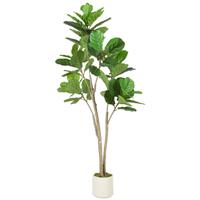 HOMCOM 150cm Artificial Fiddle Leaf Fig Tree, Realistic Fake Plant, Green