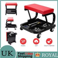 Mechanics Padded Creeper Trolley Seat Car Garage Work Stool Swivel Wheels Chair~